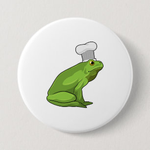 Frosch als Koch mit Koch Hut Button