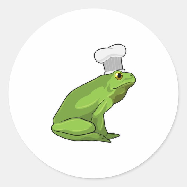 Frosch als Koch mit Koch Hut Runder Aufkleber (Vorderseite)