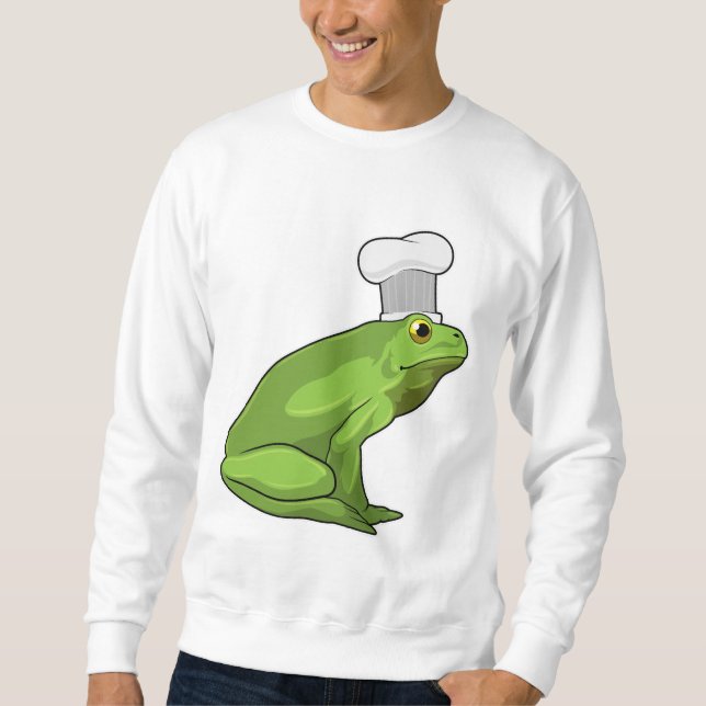 Frosch als Koch mit Koch Hut Sweatshirt (Vorderseite)