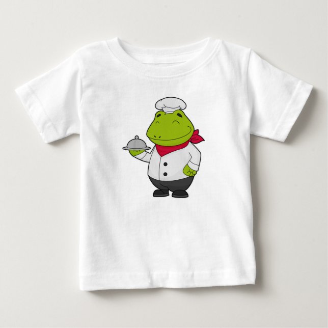 Frosch als Koch mit Platter Baby T-shirt (Vorderseite)