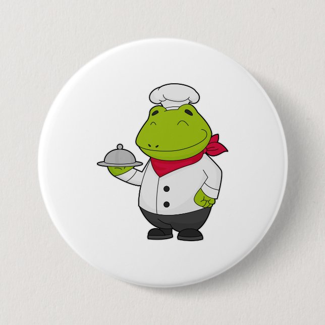 Frosch als Koch mit Platter Button (Vorderseite)