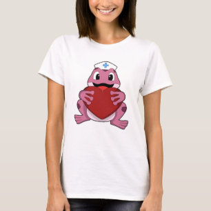 Frosch als Krankenschwester mit Herz T-Shirt