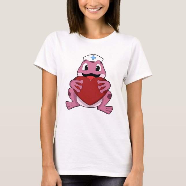 Frosch als Krankenschwester mit Herz T-Shirt (Vorderseite)