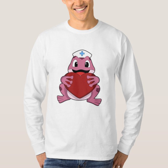 Frosch als Krankenschwester mit Herz T-Shirt (Vorderseite)
