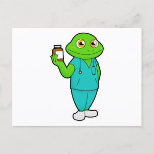 Frosch als Krankenschwester mit Medizin & Stethosk Postkarte