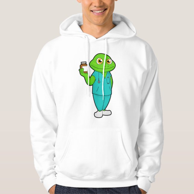 Frosch als Krankenschwester mit Medizin und Stetho Hoodie (Vorderseite)