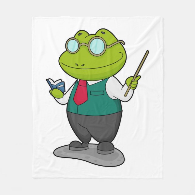 Frosch als Lehrer mit Buch Fleecedecke (Vorderseite)