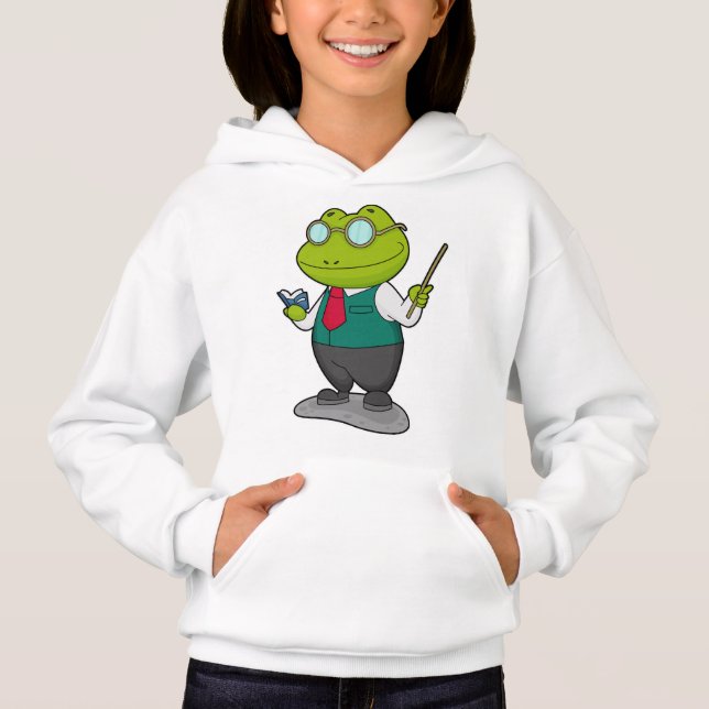Frosch als Lehrer mit Buch Hoodie (Vorderseite)