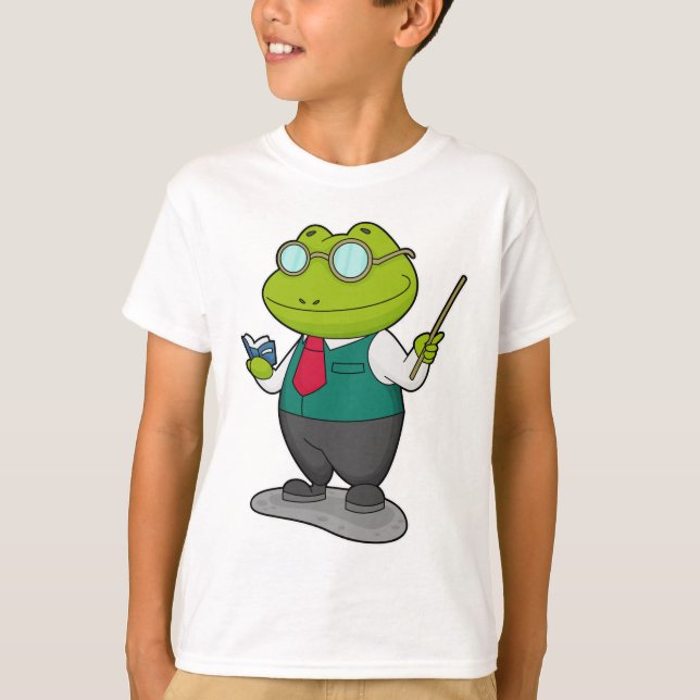 Frosch als Lehrer mit Buch T-Shirt (Vorderseite)