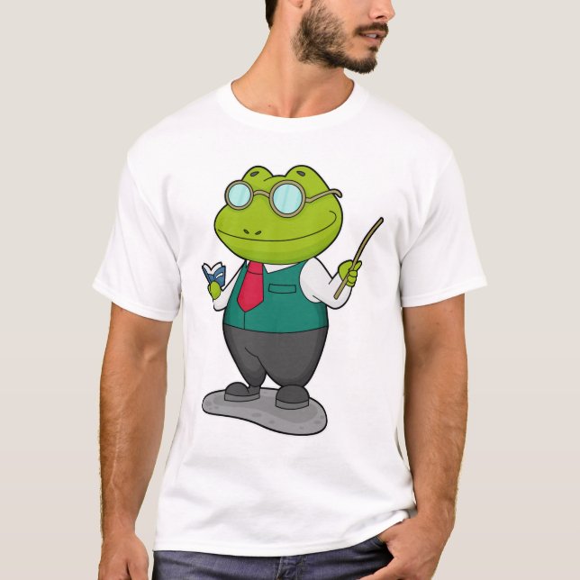 Frosch als Lehrer mit Buch T-Shirt (Vorderseite)