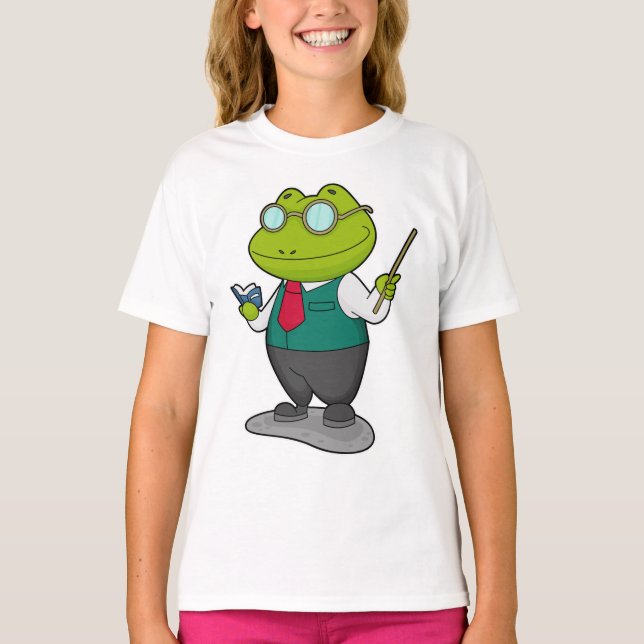 Frosch als Lehrer mit Buch T-Shirt (Vorderseite)