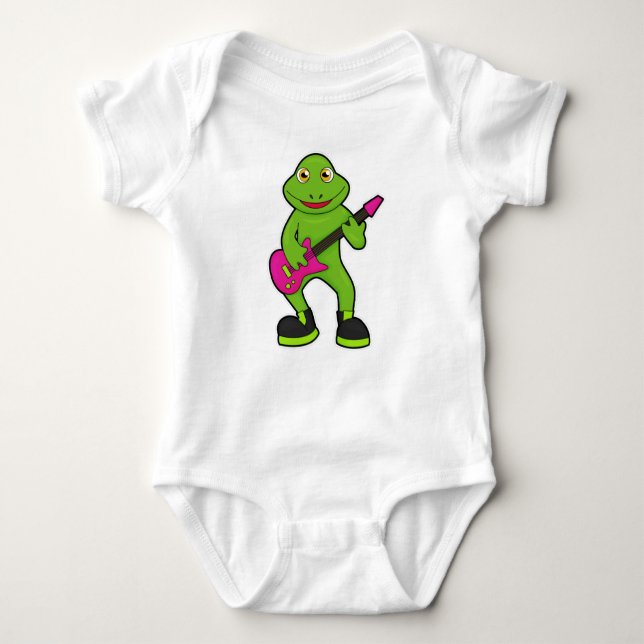 Frosch als Musiker mit Gitarre Baby Strampler (Vorderseite)