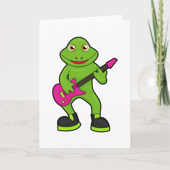 Frosch als Musiker mit Gitarre Karte (Vorderseite)
