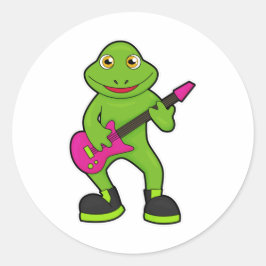 Frosch als Musiker mit Gitarre Runder Aufkleber