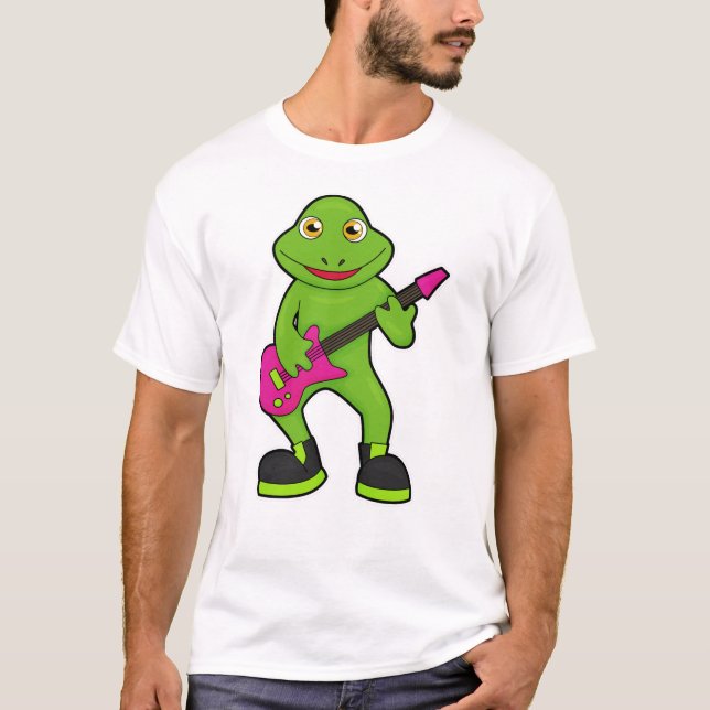 Frosch als Musiker mit Gitarre T-Shirt (Vorderseite)