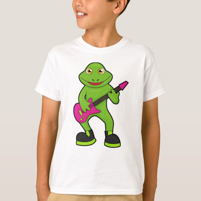 Frosch als Musiker mit Gitarre T-Shirt (Vorderseite)