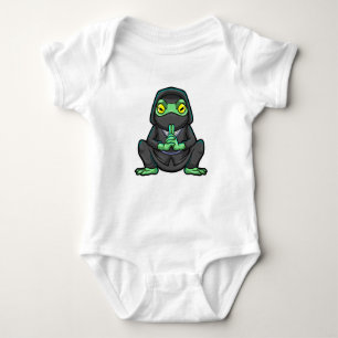 Frosch als Ninja in schwarz Baby Strampler