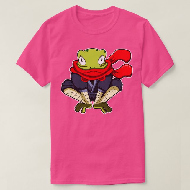 Frosch als Ninja mit Scarf T-Shirt (Design vorne)