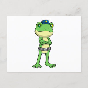 Frosch als Polizeibeamter mit Polizeihut Postkarte