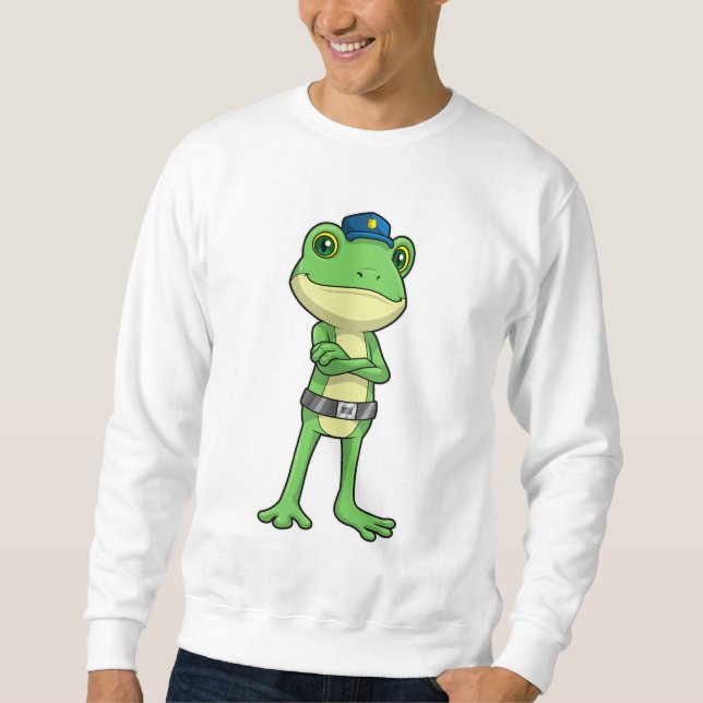 Frosch als Polizeibeamter mit Polizeihut Sweatshirt (Vorderseite)