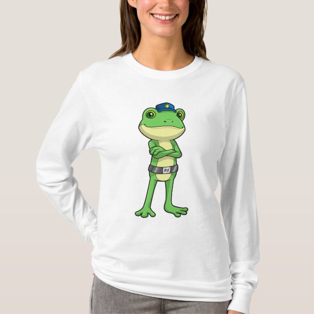 Frosch als Polizeibeamter mit Polizeihut T-Shirt (Vorderseite)