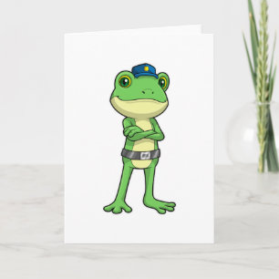 Frosch als Polizist mit Polizeimütze Karte