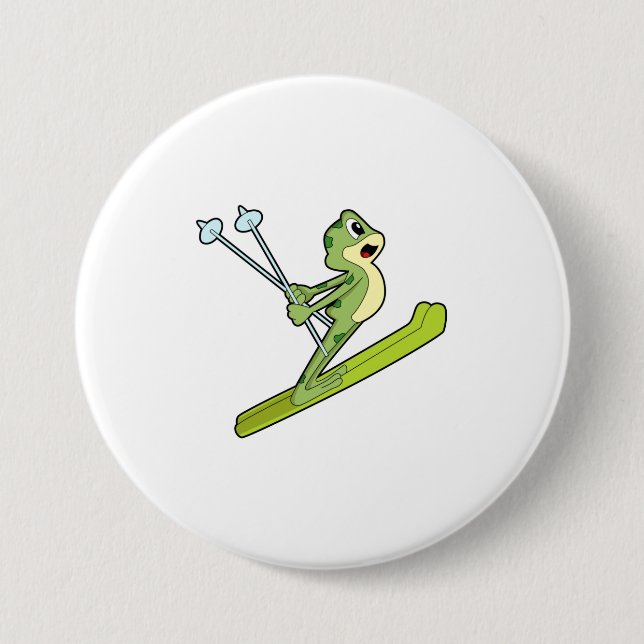 Frosch als Skijumper mit Ski.PNG Button (Vorderseite)
