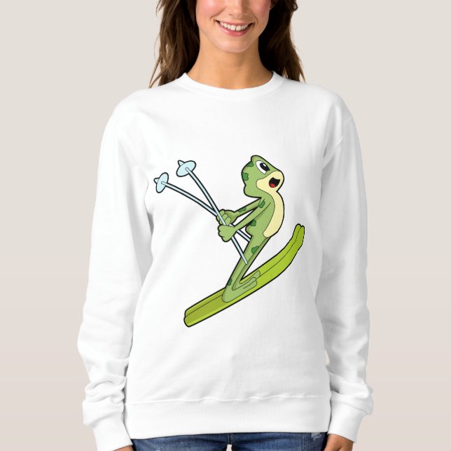 Frosch als Skijumper mit Ski.PNG Sweatshirt (Vorderseite)