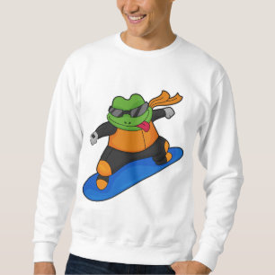 Frosch als Snowobarder mit Snowboard Sweatshirt