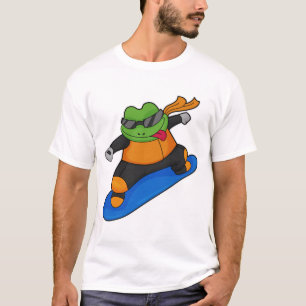Frosch als Snowobarder mit Snowboard T-Shirt