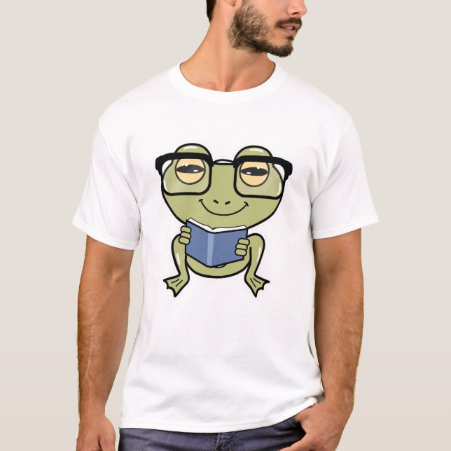 Frosch als Student mit Buch T-Shirt (Vorderseite)