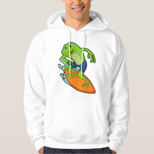 Frosch als Surfer mit Surfbrett Hoodie