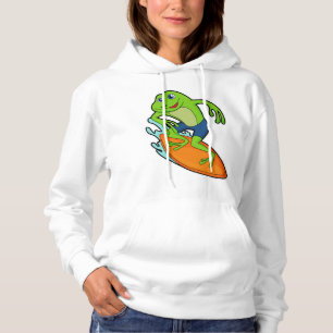 Frosch als Surfer mit Surfbrett Hoodie