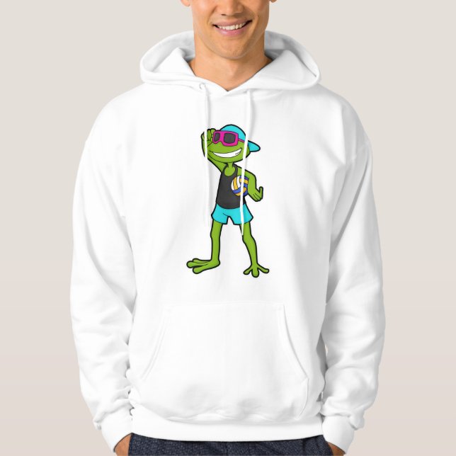 Frosch als Volleyballspieler mit Volleyball Hoodie (Vorderseite)
