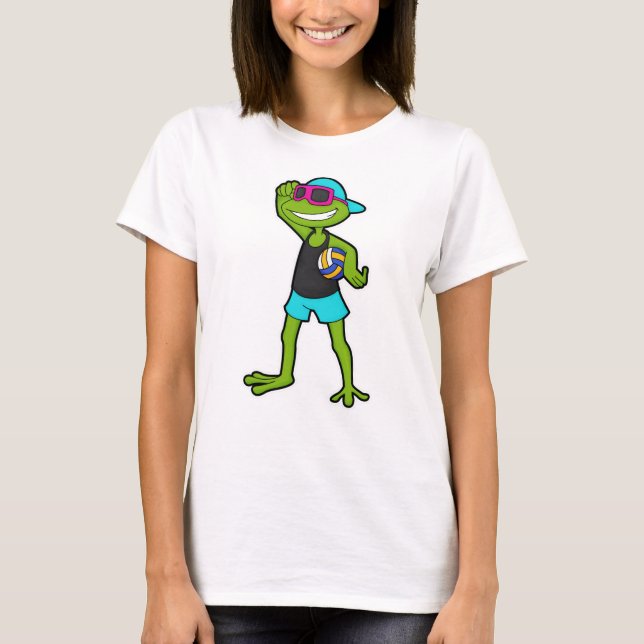 Frosch als Volleyballspieler mit Volleyball T-Shirt (Vorderseite)
