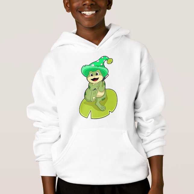 Frosch als Zauberer mit Zauberstab Hoodie (Vorderseite)
