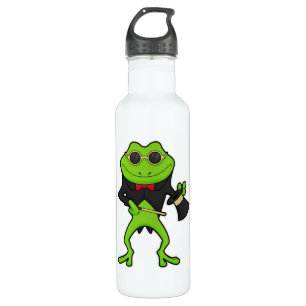 Frosch als Zauberer mit Zauberstab & Hut Edelstahlflasche