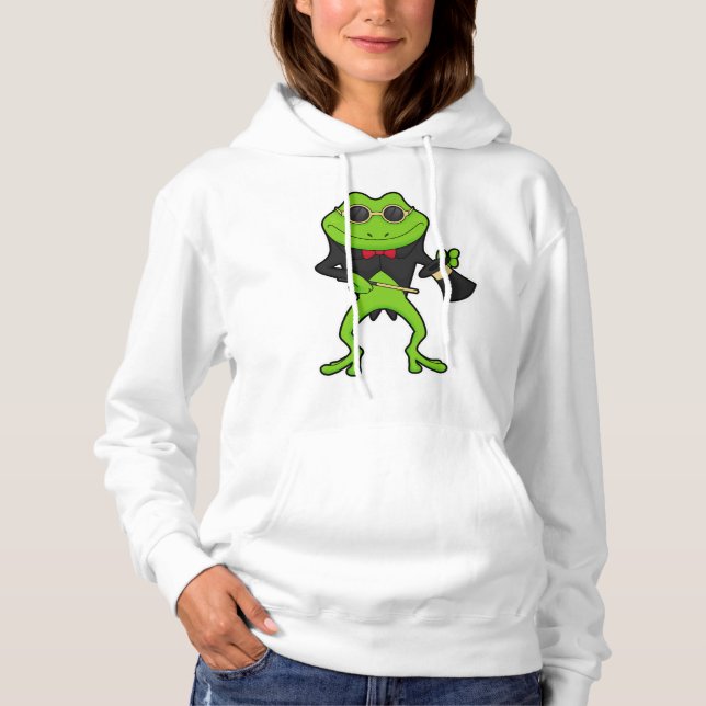 Frosch als Zauberer mit Zauberstab & Hut Hoodie (Vorderseite)