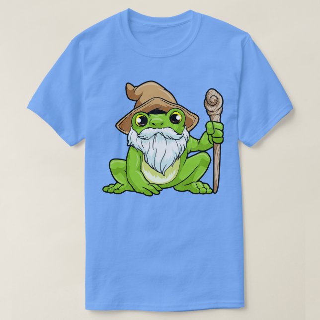 Frosch als Zauberer mit Zauberstab T-Shirt (Design vorne)
