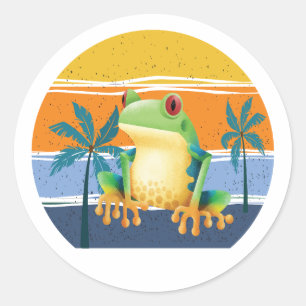 Frosch am Strand Runder Aufkleber