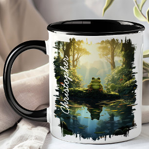 Frosch am Waldstrom-Reflexionsbild  Tasse