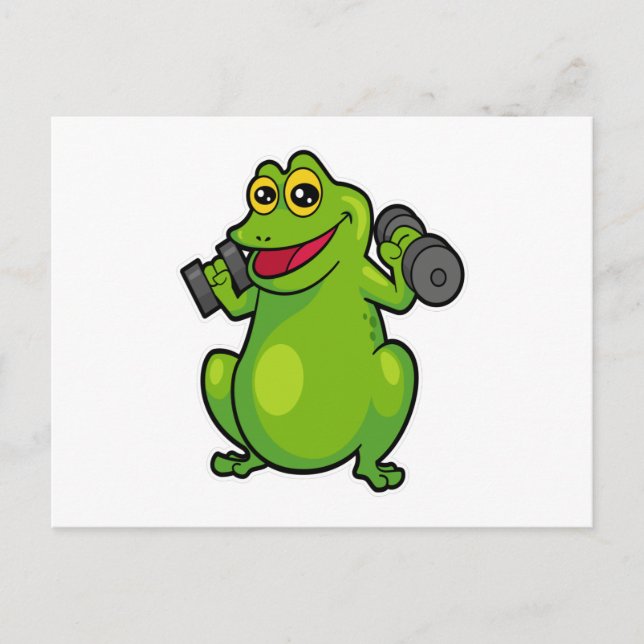 Frosch an der Schulter Training mit Kurzhanteln Postkarte (Vorderseite)