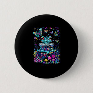 Frosch-Ästhetik-Cottagecore-Goblincore-Lesen Button