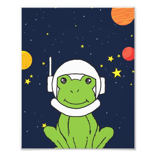 Frosch-Astronautentier mit Weltraumhelm-Clipart Fotodruck (Vorne)