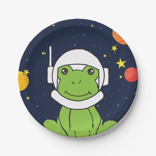 Frosch-Astronautentier mit Weltraumhelm-Clipart Pappteller (Vorderseite)
