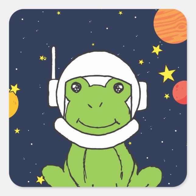 Frosch-Astronautentier mit Weltraumhelm-Clipart Quadratischer Aufkleber (Vorderseite)