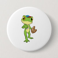Frosch auf Baseball mit Baseballhandschuh