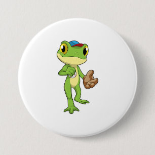 Frosch auf Baseball mit Baseballhandschuh Button
