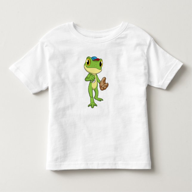 Frosch auf Baseball mit Baseballhandschuh Kleinkind T-shirt (Vorderseite)