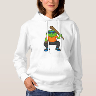 Frosch auf Baseball mit Baseballschläger und Sonne Hoodie
